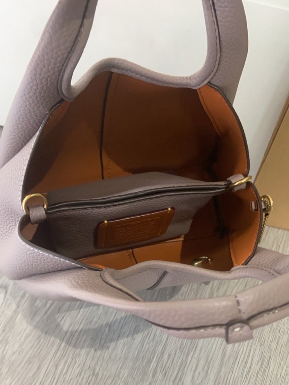 Coach Grey Lana Mini Bucket Bag Leather Crossbody - Picture 8 of 9